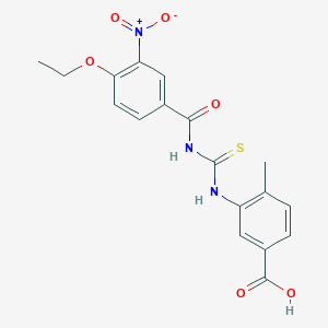 molecular formula C18H17N3O6S B5222532 3-({[(4-ethoxy-3-nitrobenzoyl)amino]carbonothioyl}amino)-4-methylbenzoic acid 