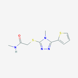 molecular formula C10H12N4OS2 B5222543 N-methyl-2-{[4-methyl-5-(2-thienyl)-4H-1,2,4-triazol-3-yl]thio}acetamide 