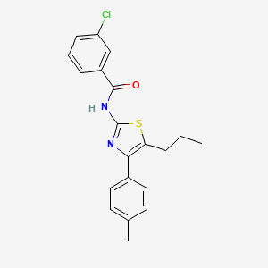 molecular formula C20H19ClN2OS B5222550 3-chloro-N-[4-(4-methylphenyl)-5-propyl-1,3-thiazol-2-yl]benzamide 