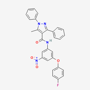 molecular formula C29H21FN4O4 B5222553 N-[3-(4-fluorophenoxy)-5-nitrophenyl]-5-methyl-1,3-diphenyl-1H-pyrazole-4-carboxamide 