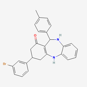 molecular formula C26H23BrN2O B5222559 3-(3-bromophenyl)-11-(4-methylphenyl)-2,3,4,5,10,11-hexahydro-1H-dibenzo[b,e][1,4]diazepin-1-one 