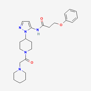 molecular formula C24H33N5O3 B5222593 3-phenoxy-N-{1-[1-(1-piperidinylacetyl)-4-piperidinyl]-1H-pyrazol-5-yl}propanamide 