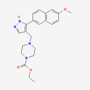 ethyl 4-{[3-(6-methoxy-2-naphthyl)-1H-pyrazol-4-yl]methyl}-1-piperazinecarboxylate