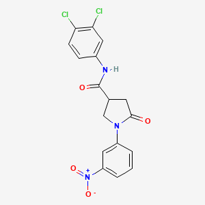 molecular formula C17H13Cl2N3O4 B5222611 N-(3,4-dichlorophenyl)-1-(3-nitrophenyl)-5-oxo-3-pyrrolidinecarboxamide 