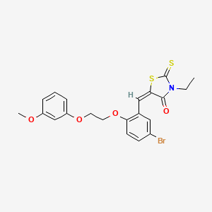 molecular formula C21H20BrNO4S2 B5222624 5-{5-bromo-2-[2-(3-methoxyphenoxy)ethoxy]benzylidene}-3-ethyl-2-thioxo-1,3-thiazolidin-4-one 