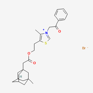 4-methyl-5-(2-{[(3-methyl-1-adamantyl)acetyl]oxy}ethyl)-3-(2-oxo-2-phenylethyl)-1,3-thiazol-3-ium bromide