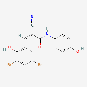 molecular formula C16H10Br2N2O3 B5222714 2-cyano-3-(3,5-dibromo-2-hydroxyphenyl)-N-(4-hydroxyphenyl)acrylamide 