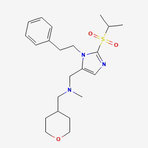 molecular formula C22H33N3O3S B5222754 1-[2-(isopropylsulfonyl)-1-(2-phenylethyl)-1H-imidazol-5-yl]-N-methyl-N-(tetrahydro-2H-pyran-4-ylmethyl)methanamine 