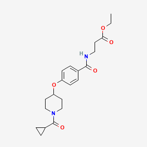 molecular formula C21H28N2O5 B5222818 ethyl N-(4-{[1-(cyclopropylcarbonyl)-4-piperidinyl]oxy}benzoyl)-beta-alaninate 