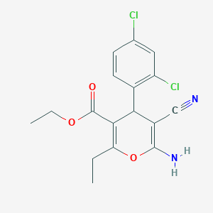 ethyl 6-amino-5-cyano-4-(2,4-dichlorophenyl)-2-ethyl-4H-pyran-3-carboxylate