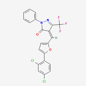 molecular formula C21H11Cl2F3N2O2 B5222838 4-{[5-(2,4-dichlorophenyl)-2-furyl]methylene}-2-phenyl-5-(trifluoromethyl)-2,4-dihydro-3H-pyrazol-3-one 