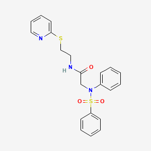 molecular formula C21H21N3O3S2 B5222878 N~2~-phenyl-N~2~-(phenylsulfonyl)-N~1~-[2-(2-pyridinylthio)ethyl]glycinamide 