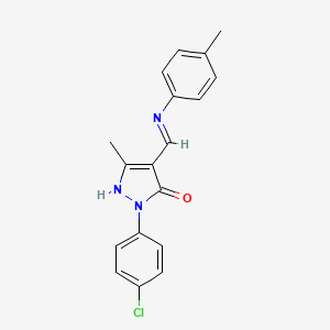 molecular formula C18H16ClN3O B5222897 2-(4-chlorophenyl)-5-methyl-4-{[(4-methylphenyl)amino]methylene}-2,4-dihydro-3H-pyrazol-3-one 