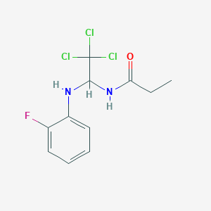 molecular formula C11H12Cl3FN2O B5222908 N-{2,2,2-trichloro-1-[(2-fluorophenyl)amino]ethyl}propanamide 