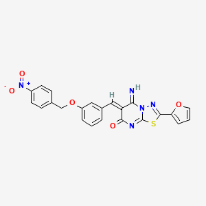 molecular formula C23H15N5O5S B5222954 2-(2-furyl)-5-imino-6-{3-[(4-nitrobenzyl)oxy]benzylidene}-5,6-dihydro-7H-[1,3,4]thiadiazolo[3,2-a]pyrimidin-7-one 