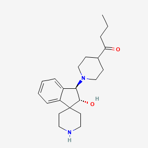 molecular formula C22H32N2O2 B5223052 1-{1-[rel-(2R,3R)-2-hydroxy-2,3-dihydrospiro[indene-1,4'-piperidin]-3-yl]-4-piperidinyl}-1-butanone bis(trifluoroacetate) (salt) 