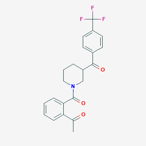 molecular formula C22H20F3NO3 B5223067 1-[2-({3-[4-(trifluoromethyl)benzoyl]-1-piperidinyl}carbonyl)phenyl]ethanone 