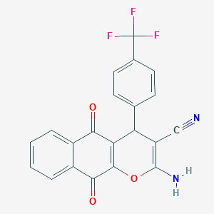 2-amino-5,10-dioxo-4-[4-(trifluoromethyl)phenyl]-5,10-dihydro-4H-benzo[g]chromene-3-carbonitrile
