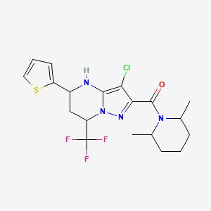3-chloro-2-[(2,6-dimethyl-1-piperidinyl)carbonyl]-5-(2-thienyl)-7-(trifluoromethyl)-4,5,6,7-tetrahydropyrazolo[1,5-a]pyrimidine
