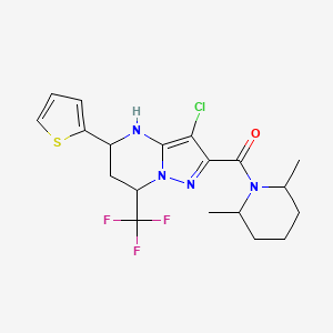 molecular formula C19H22ClF3N4OS B5223136 3-chloro-2-[(2,6-dimethyl-1-piperidinyl)carbonyl]-5-(2-thienyl)-7-(trifluoromethyl)-4,5,6,7-tetrahydropyrazolo[1,5-a]pyrimidine 