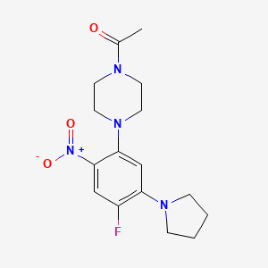 molecular formula C16H21FN4O3 B5223178 1-acetyl-4-[4-fluoro-2-nitro-5-(1-pyrrolidinyl)phenyl]piperazine 