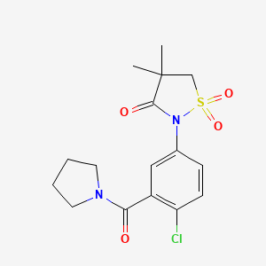 molecular formula C16H19ClN2O4S B5223251 2-[4-chloro-3-(1-pyrrolidinylcarbonyl)phenyl]-4,4-dimethyl-3-isothiazolidinone 1,1-dioxide 