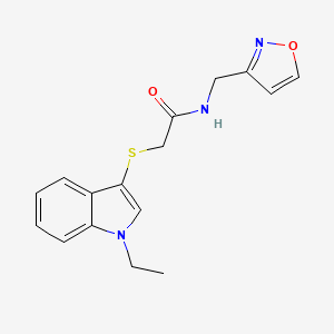 molecular formula C16H17N3O2S B5223360 2-[(1-ethyl-1H-indol-3-yl)thio]-N-(3-isoxazolylmethyl)acetamide 