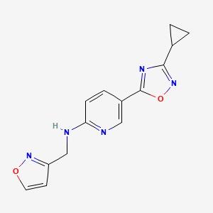 molecular formula C14H13N5O2 B5223368 5-(3-cyclopropyl-1,2,4-oxadiazol-5-yl)-N-(3-isoxazolylmethyl)-2-pyridinamine 