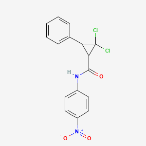 molecular formula C16H12Cl2N2O3 B5223427 2,2-dichloro-N-(4-nitrophenyl)-3-phenylcyclopropanecarboxamide 