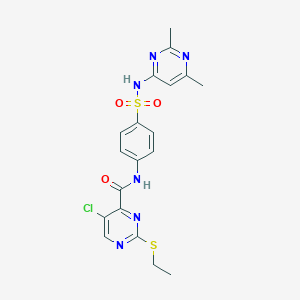 molecular formula C19H19ClN6O3S2 B5223441 5-chloro-N-(4-{[(2,6-dimethyl-4-pyrimidinyl)amino]sulfonyl}phenyl)-2-(ethylthio)-4-pyrimidinecarboxamide 