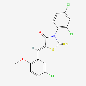 molecular formula C17H10Cl3NO2S2 B5223456 5-(5-chloro-2-methoxybenzylidene)-3-(2,4-dichlorophenyl)-2-thioxo-1,3-thiazolidin-4-one 