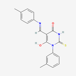 molecular formula C19H17N3O2S B5223496 1-(3-methylphenyl)-5-{[(4-methylphenyl)amino]methylene}-2-thioxodihydro-4,6(1H,5H)-pyrimidinedione 