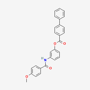 molecular formula C27H21NO4 B5223529 3-[(4-methoxybenzoyl)amino]phenyl 4-biphenylcarboxylate 