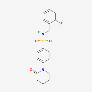 molecular formula C18H19FN2O3S B5223555 N-(2-fluorobenzyl)-4-(2-oxo-1-piperidinyl)benzenesulfonamide 