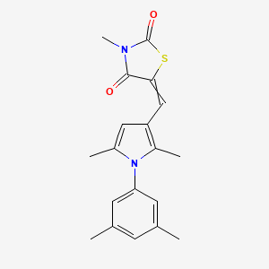 molecular formula C19H20N2O2S B5223658 5-{[1-(3,5-dimethylphenyl)-2,5-dimethyl-1H-pyrrol-3-yl]methylene}-3-methyl-1,3-thiazolidine-2,4-dione 
