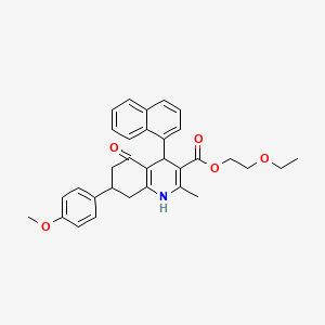 molecular formula C32H33NO5 B5223671 2-ethoxyethyl 7-(4-methoxyphenyl)-2-methyl-4-(1-naphthyl)-5-oxo-1,4,5,6,7,8-hexahydro-3-quinolinecarboxylate 