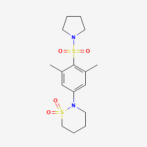 molecular formula C16H24N2O4S2 B5223731 2-[3,5-dimethyl-4-(1-pyrrolidinylsulfonyl)phenyl]-1,2-thiazinane 1,1-dioxide 