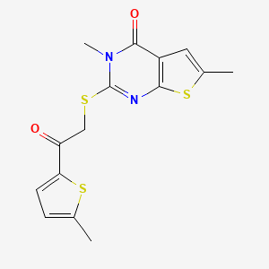 molecular formula C15H14N2O2S3 B5223732 3,6-dimethyl-2-{[2-(5-methyl-2-thienyl)-2-oxoethyl]thio}thieno[2,3-d]pyrimidin-4(3H)-one 