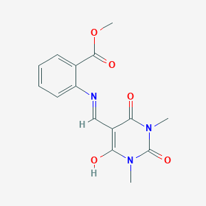 molecular formula C15H15N3O5 B5223750 methyl 2-{[(1,3-dimethyl-2,4,6-trioxotetrahydro-5(2H)-pyrimidinylidene)methyl]amino}benzoate 