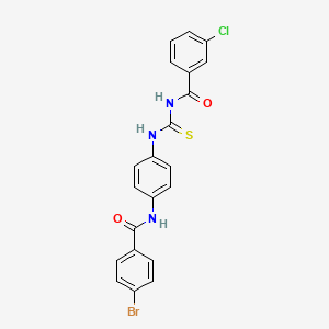 molecular formula C21H15BrClN3O2S B5223763 N-[({4-[(4-bromobenzoyl)amino]phenyl}amino)carbonothioyl]-3-chlorobenzamide 