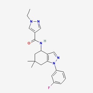 molecular formula C21H24FN5O B5223814 1-ethyl-N-[1-(3-fluorophenyl)-6,6-dimethyl-4,5,6,7-tetrahydro-1H-indazol-4-yl]-1H-pyrazole-4-carboxamide 