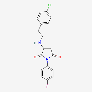molecular formula C18H16ClFN2O2 B5223870 3-{[2-(4-chlorophenyl)ethyl]amino}-1-(4-fluorophenyl)-2,5-pyrrolidinedione 