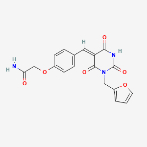 molecular formula C18H15N3O6 B5223878 2-(4-{[1-(2-furylmethyl)-2,4,6-trioxotetrahydro-5(2H)-pyrimidinylidene]methyl}phenoxy)acetamide 