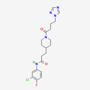 molecular formula C20H25ClFN5O2 B5223895 N-(3-chloro-4-fluorophenyl)-3-{1-[4-(1H-1,2,4-triazol-1-yl)butanoyl]-4-piperidinyl}propanamide 