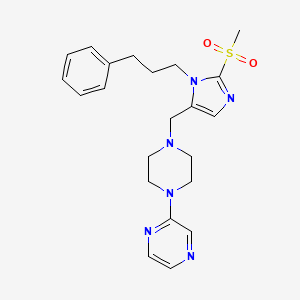 molecular formula C22H28N6O2S B5223945 2-(4-{[2-(methylsulfonyl)-1-(3-phenylpropyl)-1H-imidazol-5-yl]methyl}-1-piperazinyl)pyrazine 