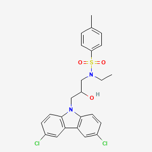 molecular formula C24H24Cl2N2O3S B5223951 N-[3-(3,6-dichloro-9H-carbazol-9-yl)-2-hydroxypropyl]-N-ethyl-4-methylbenzenesulfonamide 