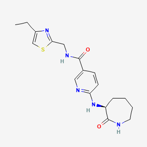 N-[(4-ethyl-1,3-thiazol-2-yl)methyl]-6-{[(3S)-2-oxo-3-azepanyl]amino}nicotinamide