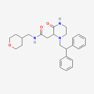 molecular formula C26H33N3O3 B5224025 2-[1-(2,2-diphenylethyl)-3-oxo-2-piperazinyl]-N-(tetrahydro-2H-pyran-4-ylmethyl)acetamide 