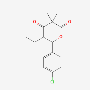 molecular formula C15H17ClO3 B5224034 6-(4-chlorophenyl)-5-ethyl-3,3-dimethyldihydro-2H-pyran-2,4(3H)-dione 