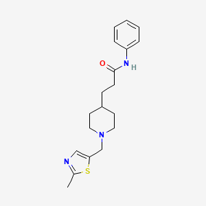 molecular formula C19H25N3OS B5224037 3-{1-[(2-methyl-1,3-thiazol-5-yl)methyl]-4-piperidinyl}-N-phenylpropanamide 